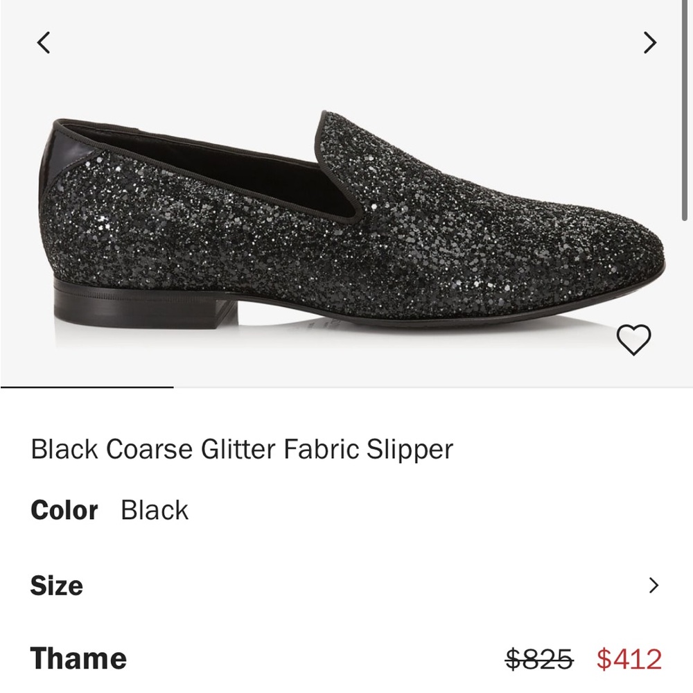 Jimmy Choo Black Slip-On Loafers with Glitter Texture